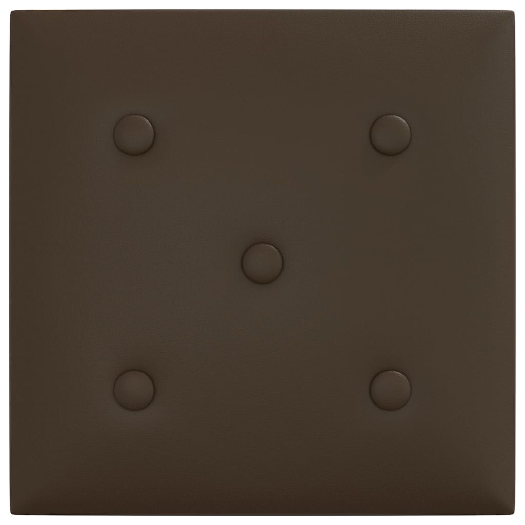 vidaXL Πάνελ Τοίχου 12 τεμ. Καφέ 30 x 30 εκ. 1,08 μ² Συνθετικό Δέρμα