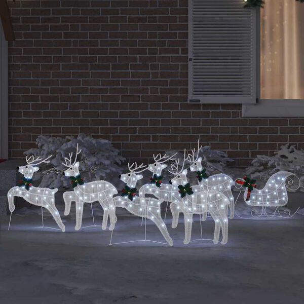vidaXL LED Ρούντερ 7 pcs Λευκό ύφασμα