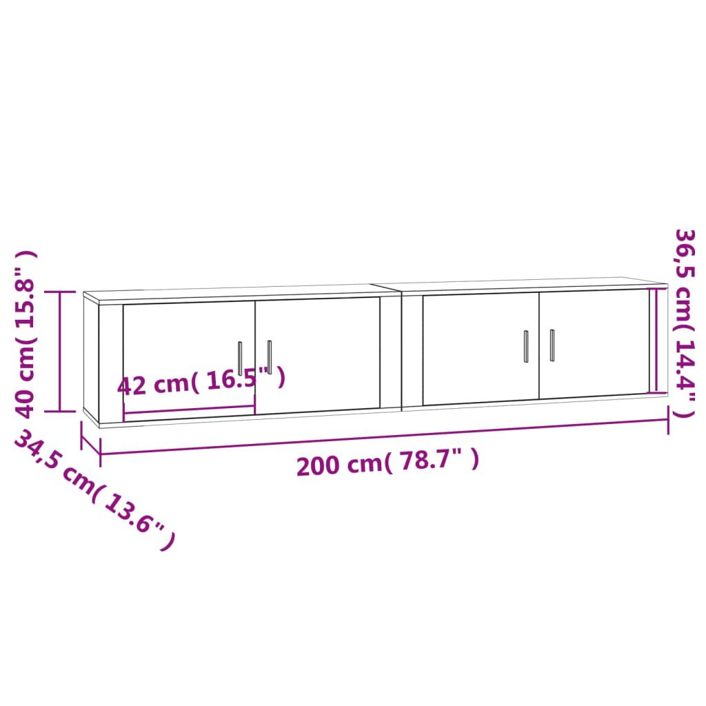 vidaXL Έπιπλα Τηλεόρασης Επιτοίχια 2 τεμ. Γκρι Sonoma 100x34,5x40 εκ.