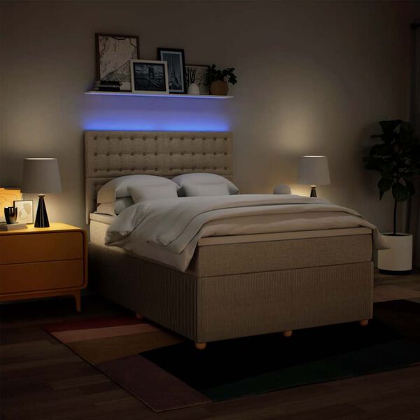 vidaXL &Kappa;&rho;&epsilon;&beta;ά&tau;&iota; Boxspring &mu;&epsilon; &Sigma;&tau;&rho;ώ&mu;&alpha; &Kappa;&rho;&epsilon;&mu; 160x200 &epsilon;&kappa;. &Upsilon;&phi;&alpha;&sigma;&mu;ά&tau;&iota;&nu;&omicron;