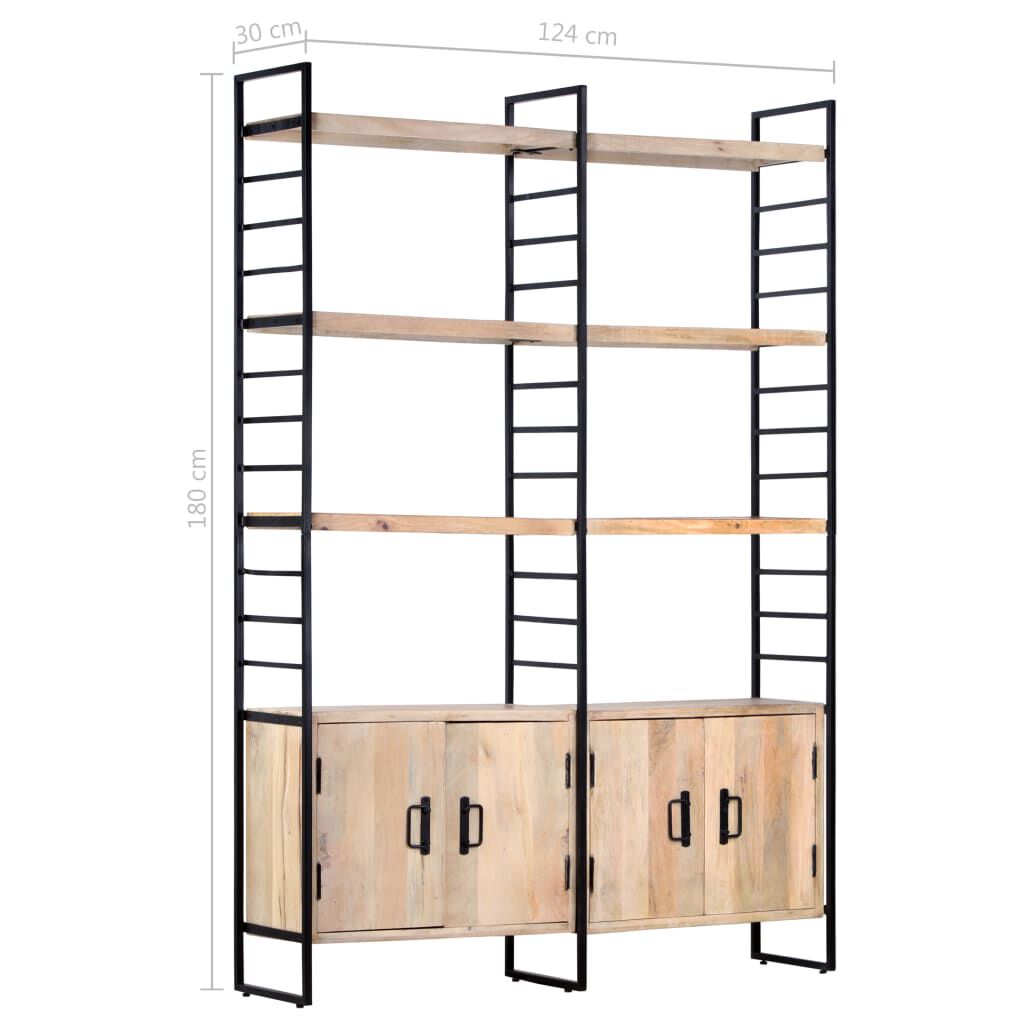 vidaXL Βιβλιοθήκη με 4 Επίπεδα 124 x 30 x 180 εκ. Μασίφ Ξύλο Μάνγκο