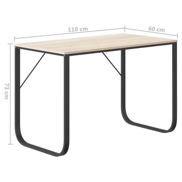 vidaXL Γραφείο Υπολογιστή Μαύρο/Δρυς 110 x 60 x 73 εκ. από Μοριοσανίδα