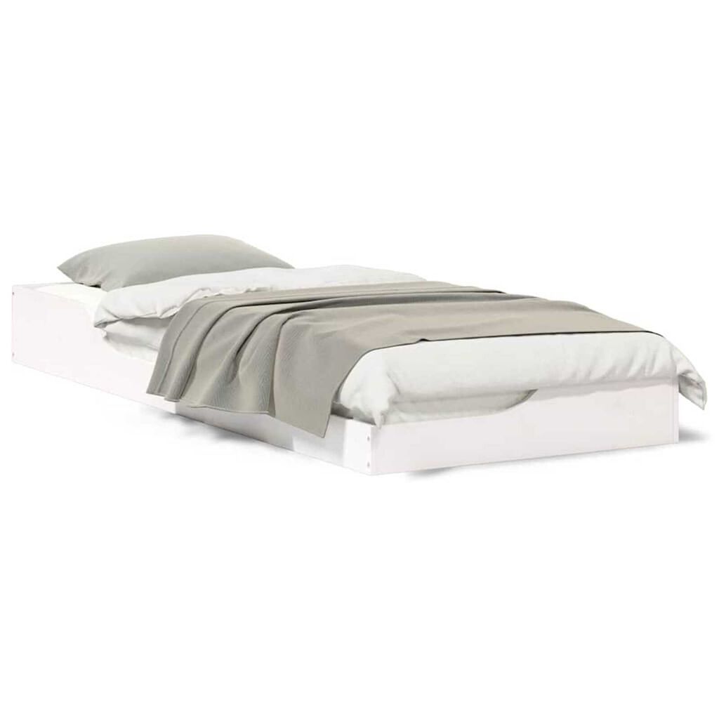 vidaXL Κρεβάτι δαπέδου Λευκό 100 x 220 cm Μασίφ ξύλο πεύκου