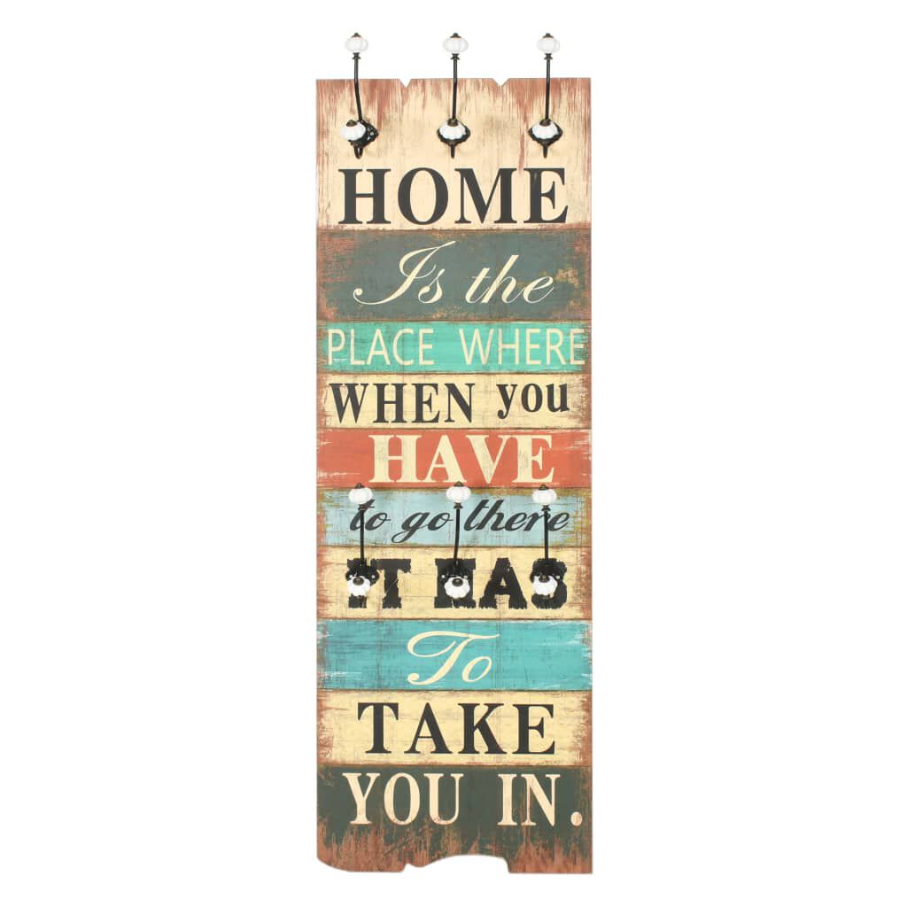 vidaXL Κρεμάστρα Τοίχου «HOME IS» με 6 Γάντζους 120 x 40 εκ.