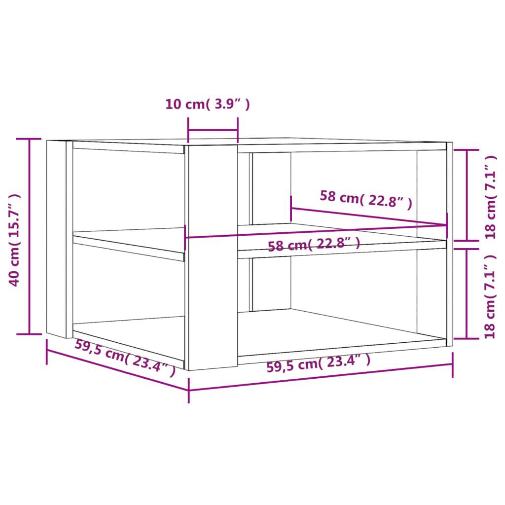 vidaXL Τραπεζάκι Σαλονιού Γκρι Sonoma59,5x59,5x40εκ.Επεξεργασμένο Ξύλο