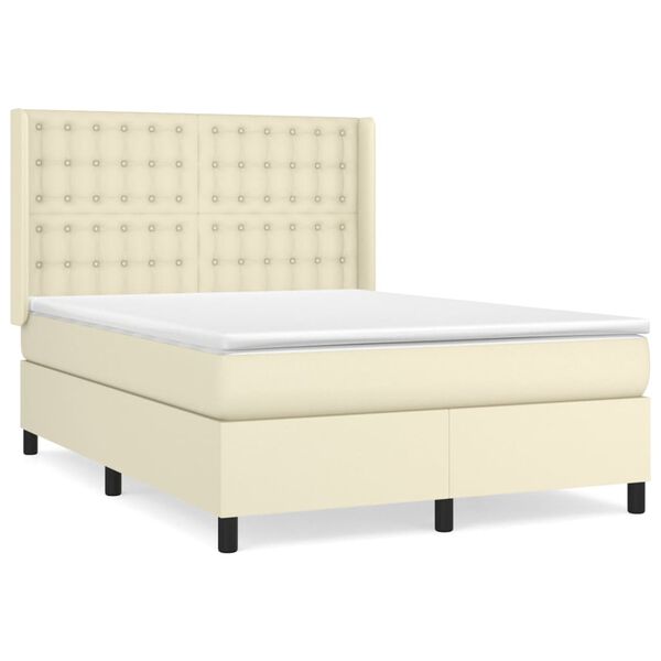 vidaXL &Kappa;&rho;&epsilon;&beta;ά&tau;&iota; Boxspring &mu;&epsilon; &Sigma;&tau;&rho;ώ&mu;&alpha; &Kappa;&rho;&epsilon;&mu; 140x200&epsilon;&kappa;. &alpha;&pi;ό &Sigma;&upsilon;&nu;&theta;&epsilon;&tau;&iota;&kappa;ό &Delta;έ&rho;&mu;&alpha;