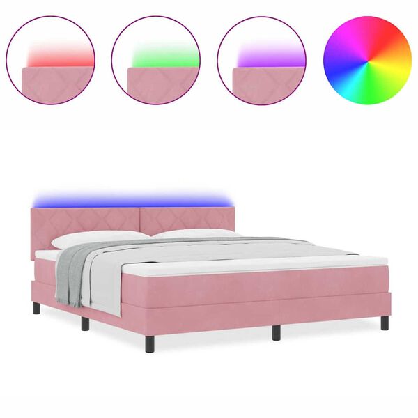 vidaXL Κρεβάτι με ελατήρια με στρώμα Ροζ 180 x 200 cm Βελούδο