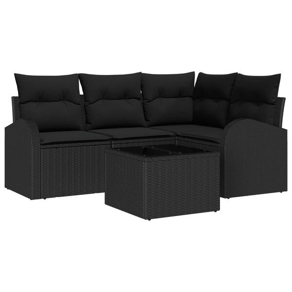 vidaXL Σετ Καναπέ Κήπου με μαξιλάρι 5 pcs Μαύρο Πολυ ράταν
