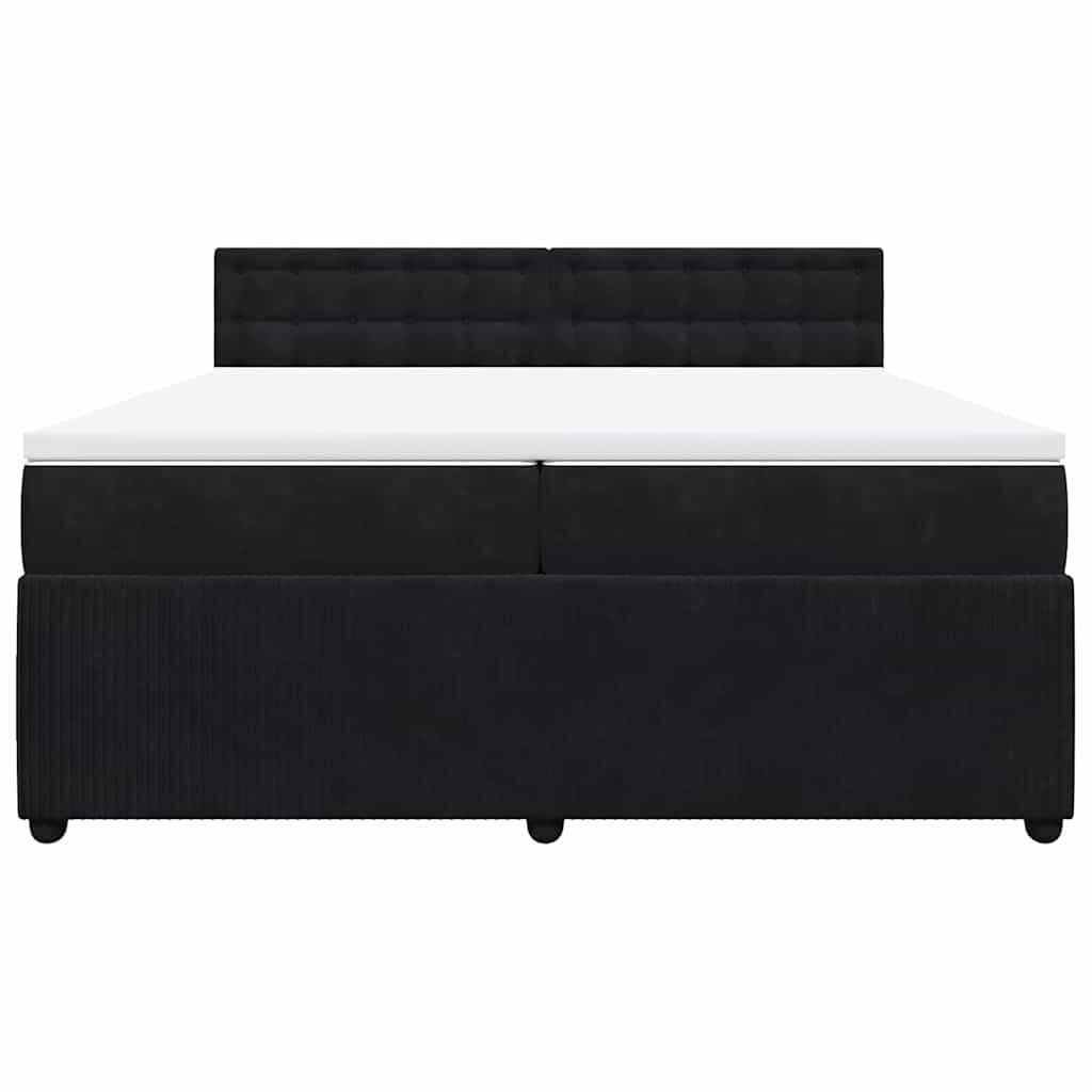 vidaXL Κρεβάτι Boxspring με Στρώμα Μαύρο 200x200 εκ. Βελούδινο