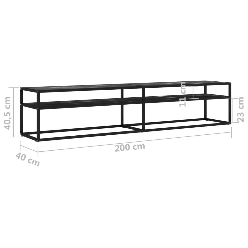 vidaXL Έπιπλο Τηλεόρασης Λευκό Όψη Μαρμάρου 200x40x40,5εκ Γυαλί Ασφαλ.