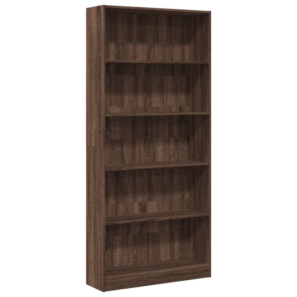 vidaXL Βιβλιοθήκη Καφέ Δρυς 80x24x176 εκ. από Επεξεργασμένο Ξύλο