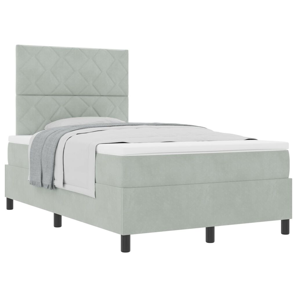 vidaXL Κρεβάτι Box Spring με Στρώμα Ανοιχτό Γκρι 120x200 εκ Βελούδο