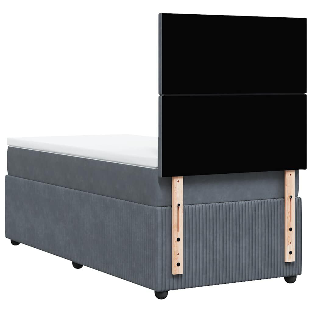 vidaXL Κρεβάτι Boxspring με Στρώμα Σκούρο Γκρι 100x200 εκ. Βελούδινο