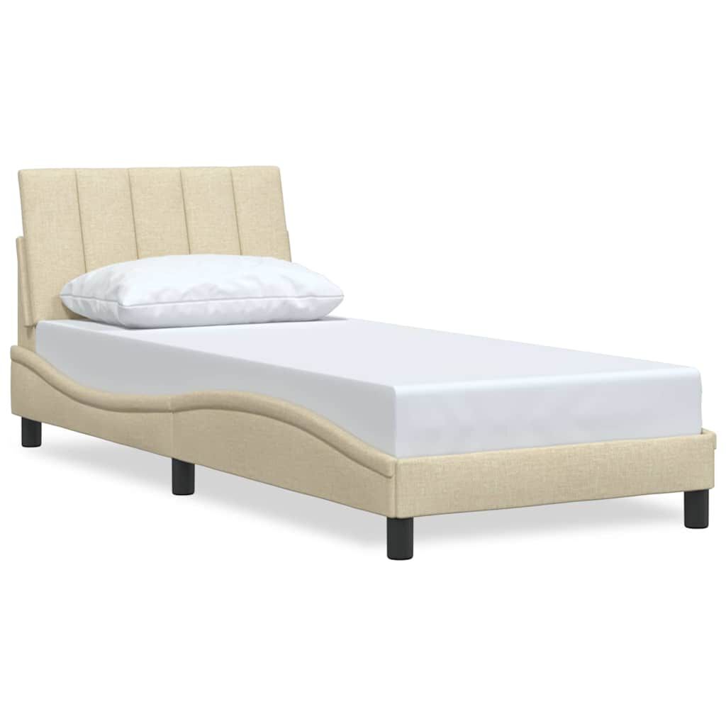 vidaXL Πλαίσιο κρεβατιού χωρίς στρώμα Κρέμα 80x200 cm Ύφασμα
