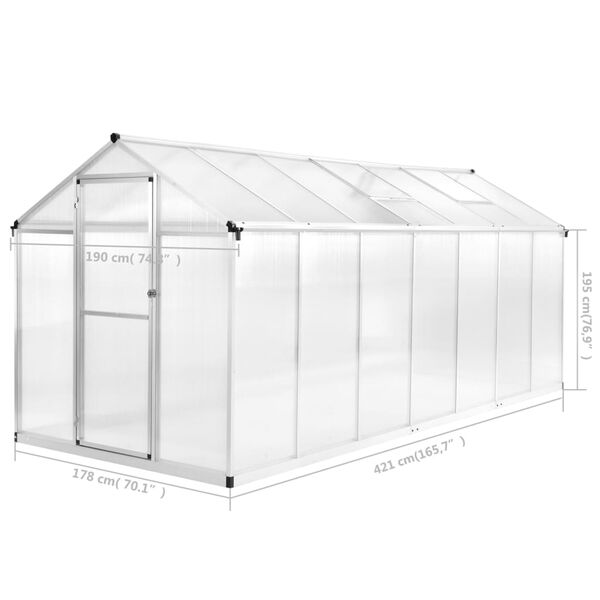 vidaXL Θερμοκήπιο 421 x 190 x 195 εκ. 15,6 μ³ Αλουμινίου