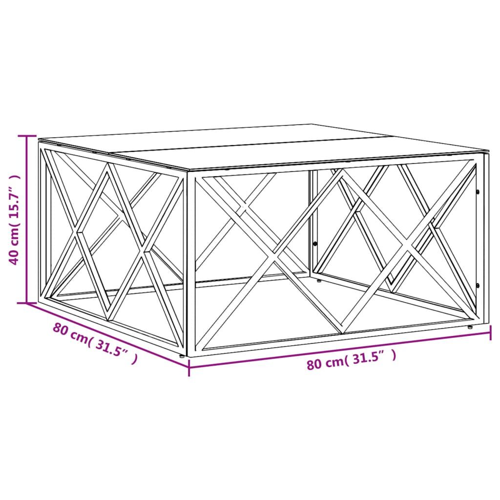 vidaXL Τραπέζι Σαλονιού 80x80x40 εκ. από Ανοξείδωτο Ατσάλι και Γυαλί