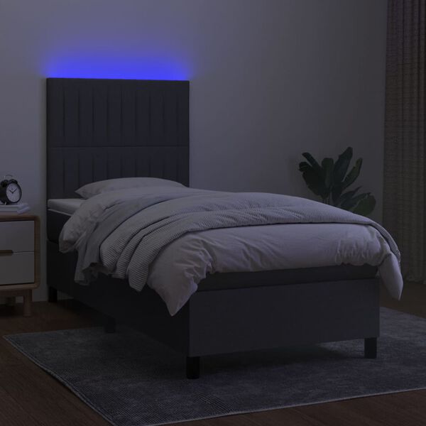 vidaXL &Kappa;&rho;&epsilon;&beta;ά&tau;&iota; Boxspring &mu;&epsilon; &Sigma;&tau;&rho;ώ&mu;&alpha; & LED &Sigma;&kappa;.&Gamma;&kappa;&rho;&iota; 90x190 &epsilon;&kappa;. &Upsilon;&phi;&alpha;&sigma;&mu;ά&tau;&iota;&nu;&omicron;
