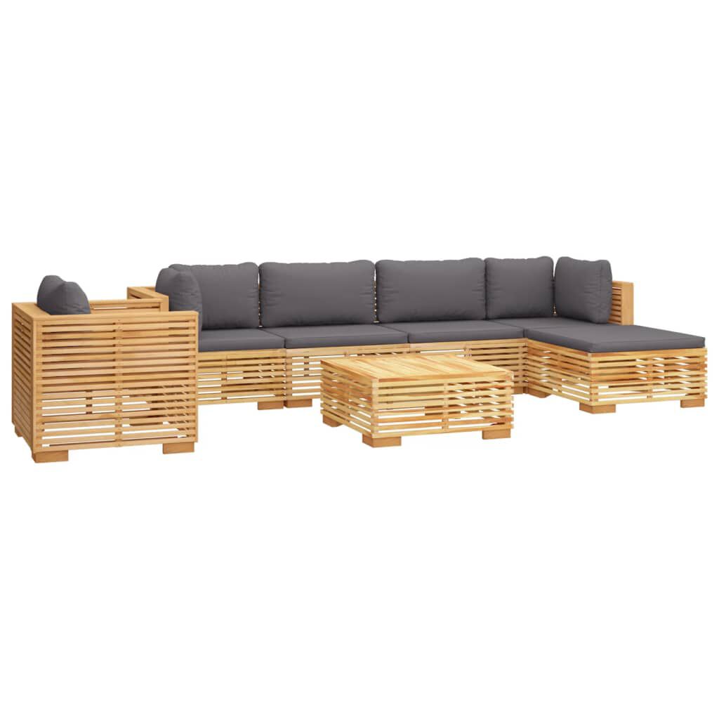 vidaXL Σαλόνι Κήπου Σετ 7 Τεμαχίων από Μασίφ Ξύλο Teak με Μαξιλάρια