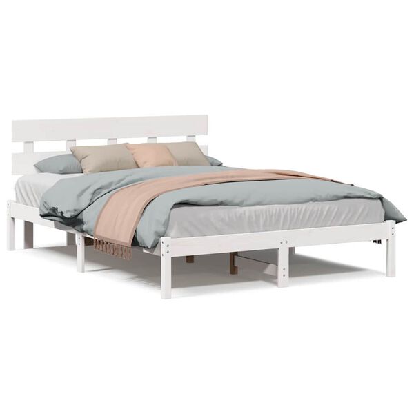 vidaXL Σκελετός Κρεβατιού Λευκό 160 x 200 cm Μασίφ ξύλο πεύκου