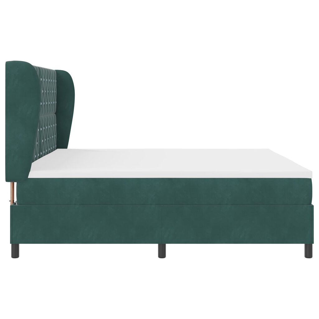 κρεβάτι box spring vidaXL με στρώμα σκούρο πράσινο 200x200 εκ. βελούδινο
