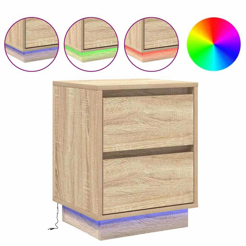 vidaXL Κομοδίνο με συρτάρι με 2 pcs Sonoma Δρυς 39 x 34.5 x 50 εκ.