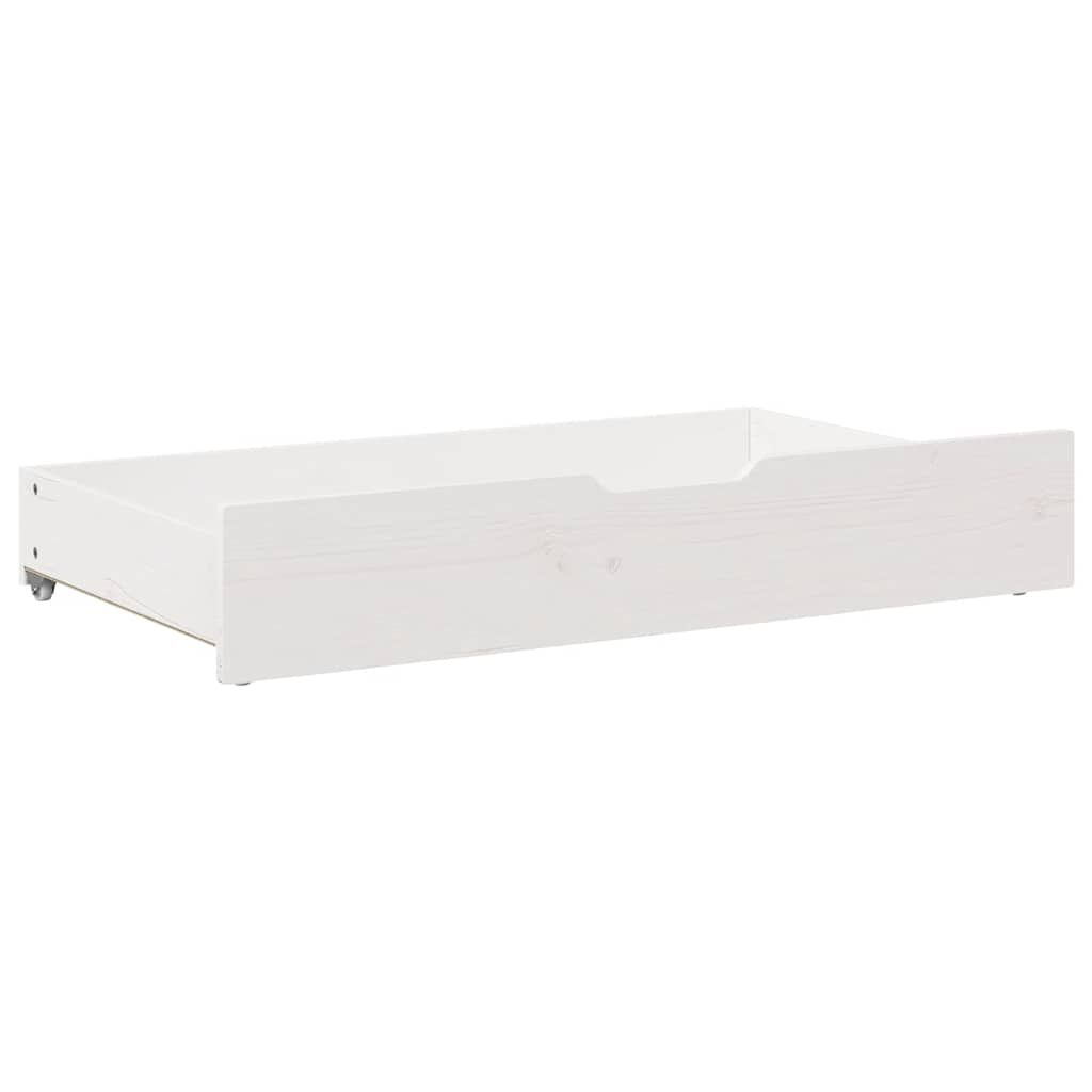 vidaXL Συρτάρια Κρεβατιού 2 τεμ Λευκό 95x55x17 εκ. Μασίφ Ξύλο Πεύκου