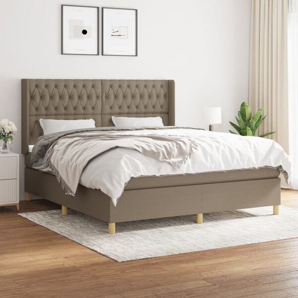 vidaXL &Kappa;&rho;&epsilon;&beta;ά&tau;&iota; Boxspring &mu;&epsilon; &Sigma;&tau;&rho;ώ&mu;&alpha; Taupe 180x200 &epsilon;&kappa;. &Upsilon;&phi;&alpha;&sigma;&mu;ά&tau;&iota;&nu;&omicron;