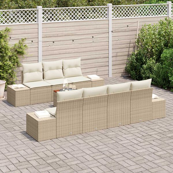 vidaXL Σετ Καναπέ Κήπου 8 pcs Μπεζ και λευκό