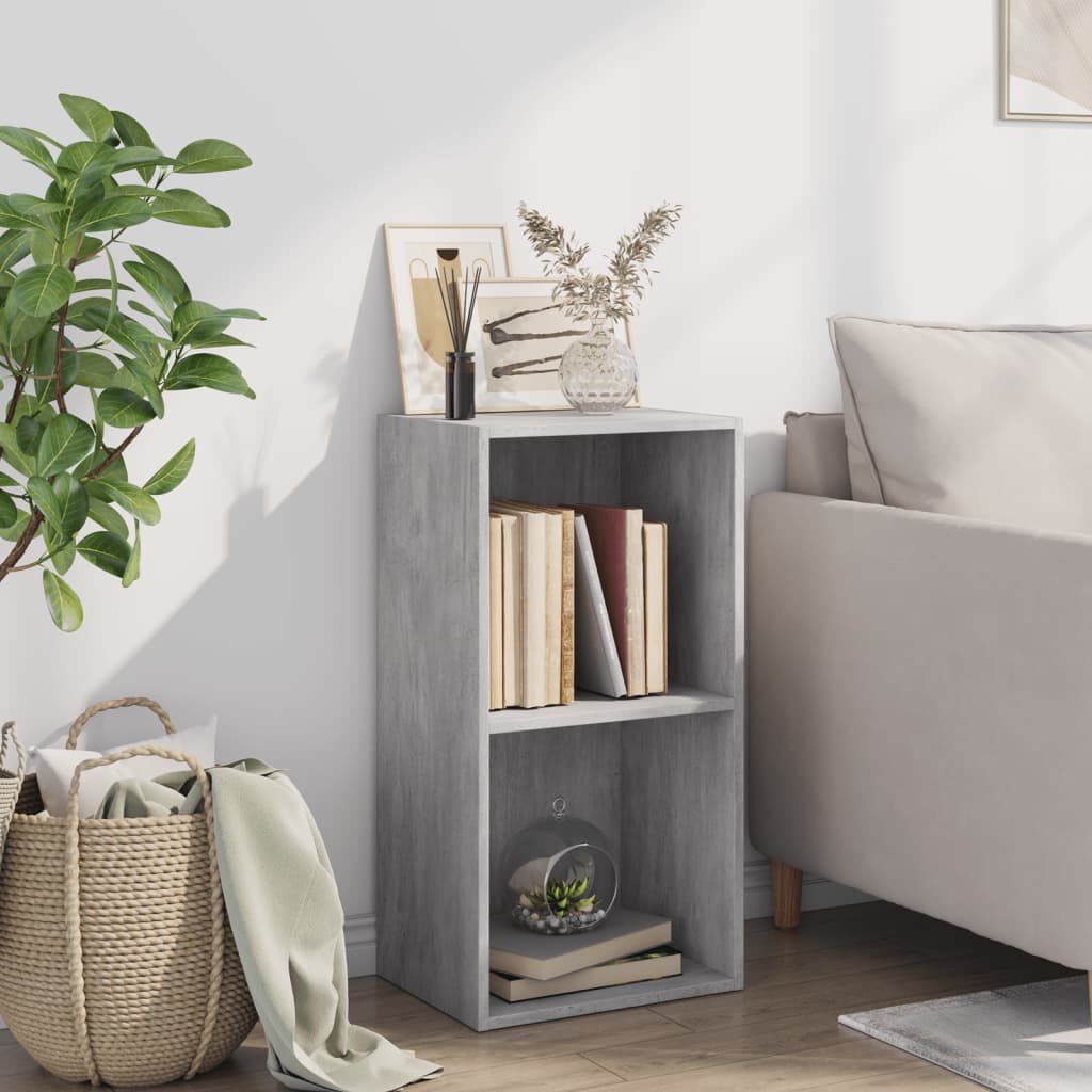 vidaXL Βιβλιοθήκη με 2 Ράφια Γκρι Σκυροδεμ. 40x30x76,5 εκ. Μοριοσανίδα