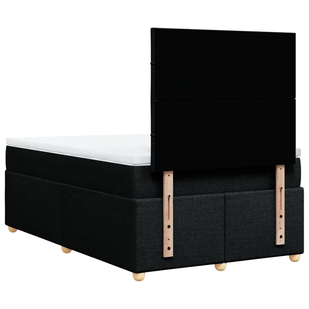 vidaXL Κρεβάτι Boxspring με Στρώμα Μαύρο 120x190 εκ. Υφασμάτινο