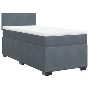 vidaXL Κρεβάτι Boxspring με Στρώμα Σκούρο Γκρι 90x200 εκ. Βελούδινο