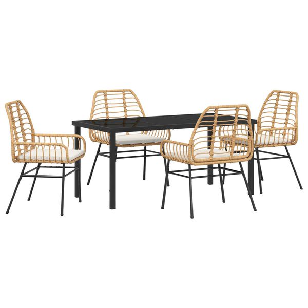 vidaXL Σέτ φαγητού για κήπο 5 pcs Καφέ συνθετικό ρατάν