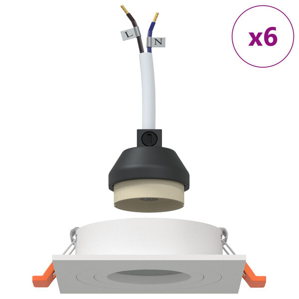 vidaXL Spotlights με προβολείς 6 pcs Λευκό 9 x 9 x cm Αλουμίνιο