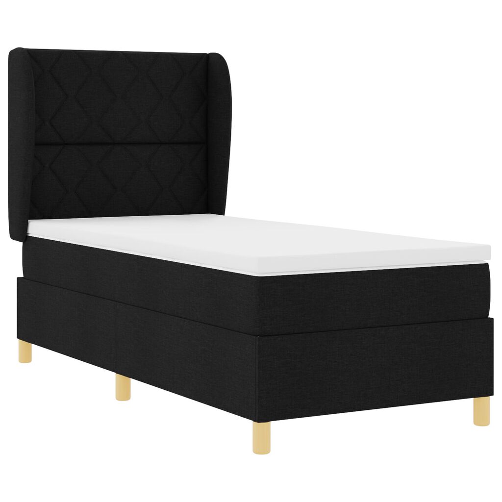 Κρεβάτι με ελατήρια και στρώμα vidaXL Μαύρο 90x190 cm Υφασμάτινο