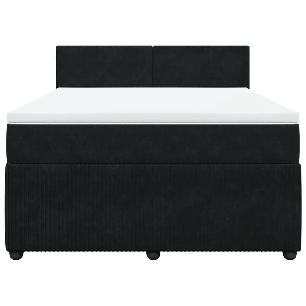vidaXL Κρεβάτι Boxspring με Στρώμα Μαύρο 140x190 εκ. Βελούδινο