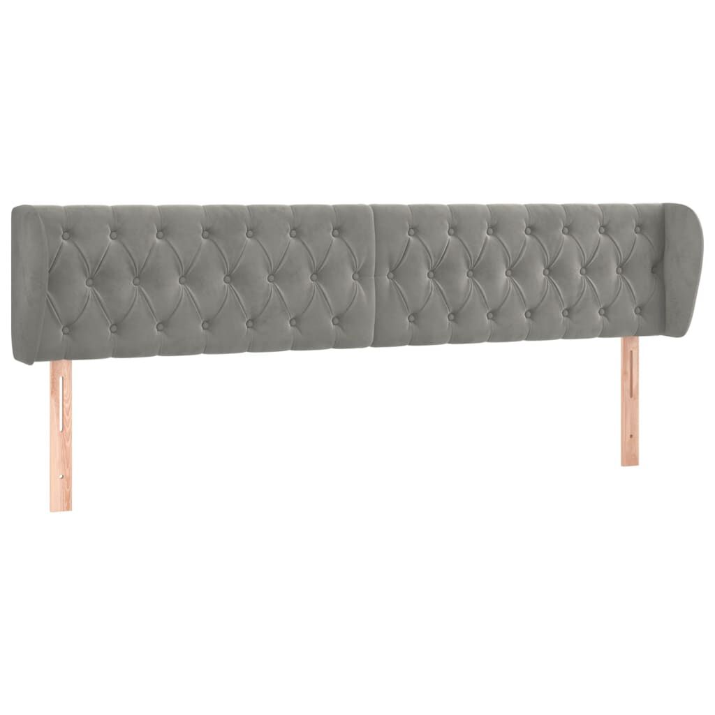 vidaXL Κεφαλάρι με Πτερύγια Ανοιχτό Γκρι 203x23x78/88 εκ. Βελούδινο