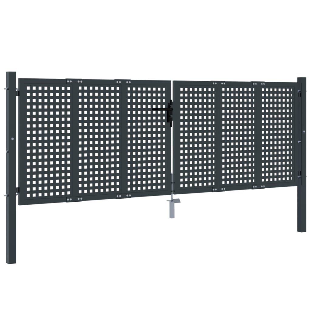 vidaXL Πύλη Κήπου Ανθρακί 300 x 125 εκ. Ατσάλινη