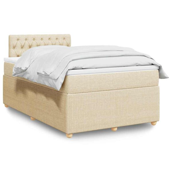vidaXL Κρεβάτι Boxspring με Στρώμα Κρεμ 120x190 εκ. Υφασμάτινο