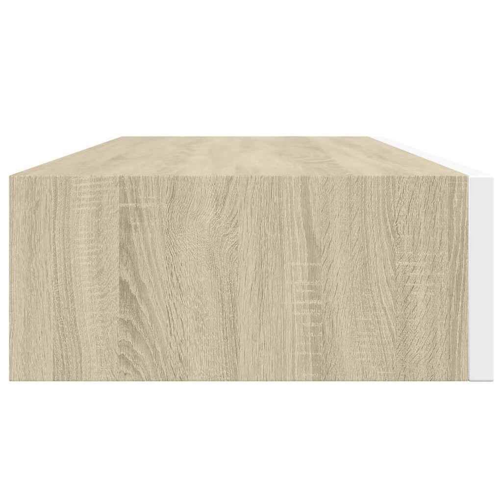 vidaXL Ράφι Επιτοίχιο με Συρτάρι Δρυς/Λευκό 60 x 23,5 x 10 εκ. από MDF