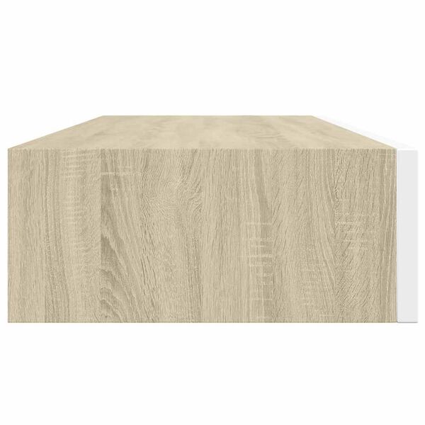 vidaXL Ράφι Επιτοίχιο με Συρτάρι Δρυς/Λευκό 60 x 23,5 x 10 εκ. από MDF