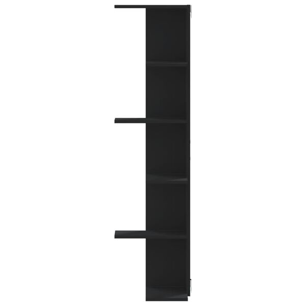 vidaXL Γωνιακή Ραφιέρα Τοίχου Μαύρο 50x50x179 εκ. Επεξ. Ξύλο