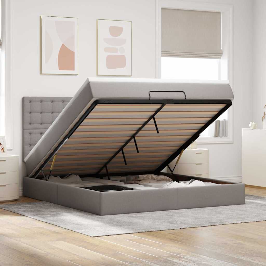 vidaXL Οθωμανικό κρεβάτι με στρώμα Taupe 160x200cm ύφασμα