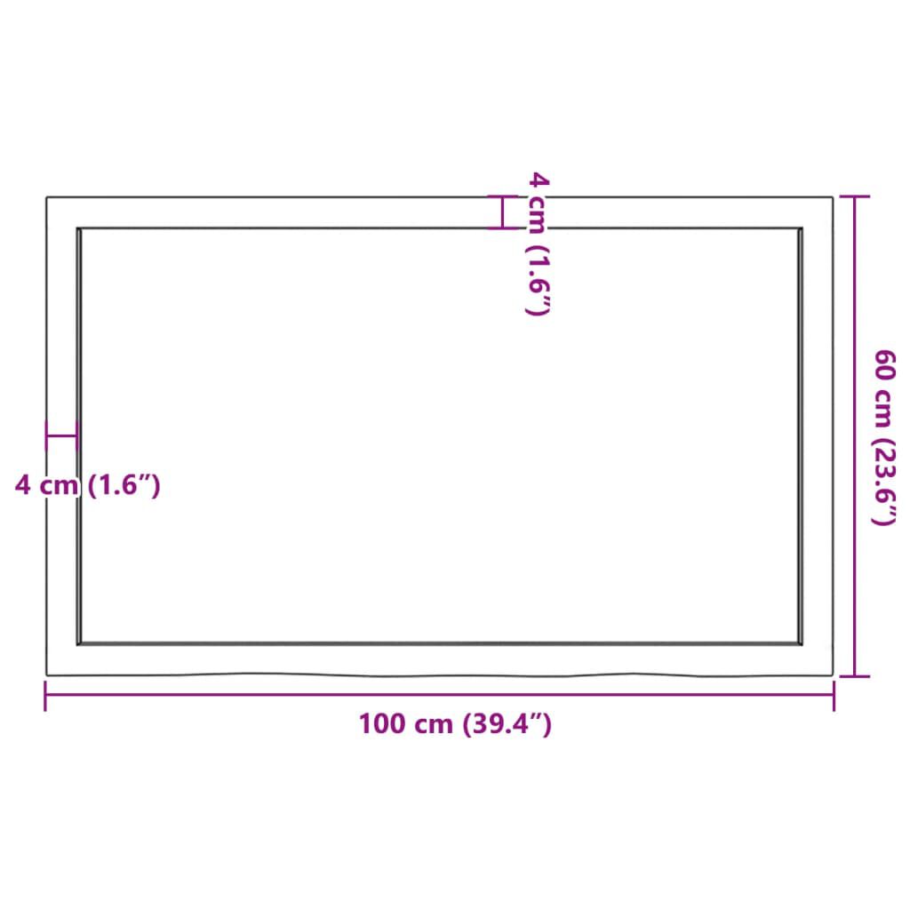vidaXL Επιφ Τραπεζιού Αν Καφέ 100x60x(2-4)εκ. Επεξ. Μασίφ Ξύλο Δρυός