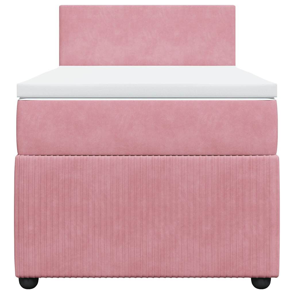vidaXL Κρεβάτι Boxspring με Στρώμα Ροζ 90x200 εκ. Βελούδινο