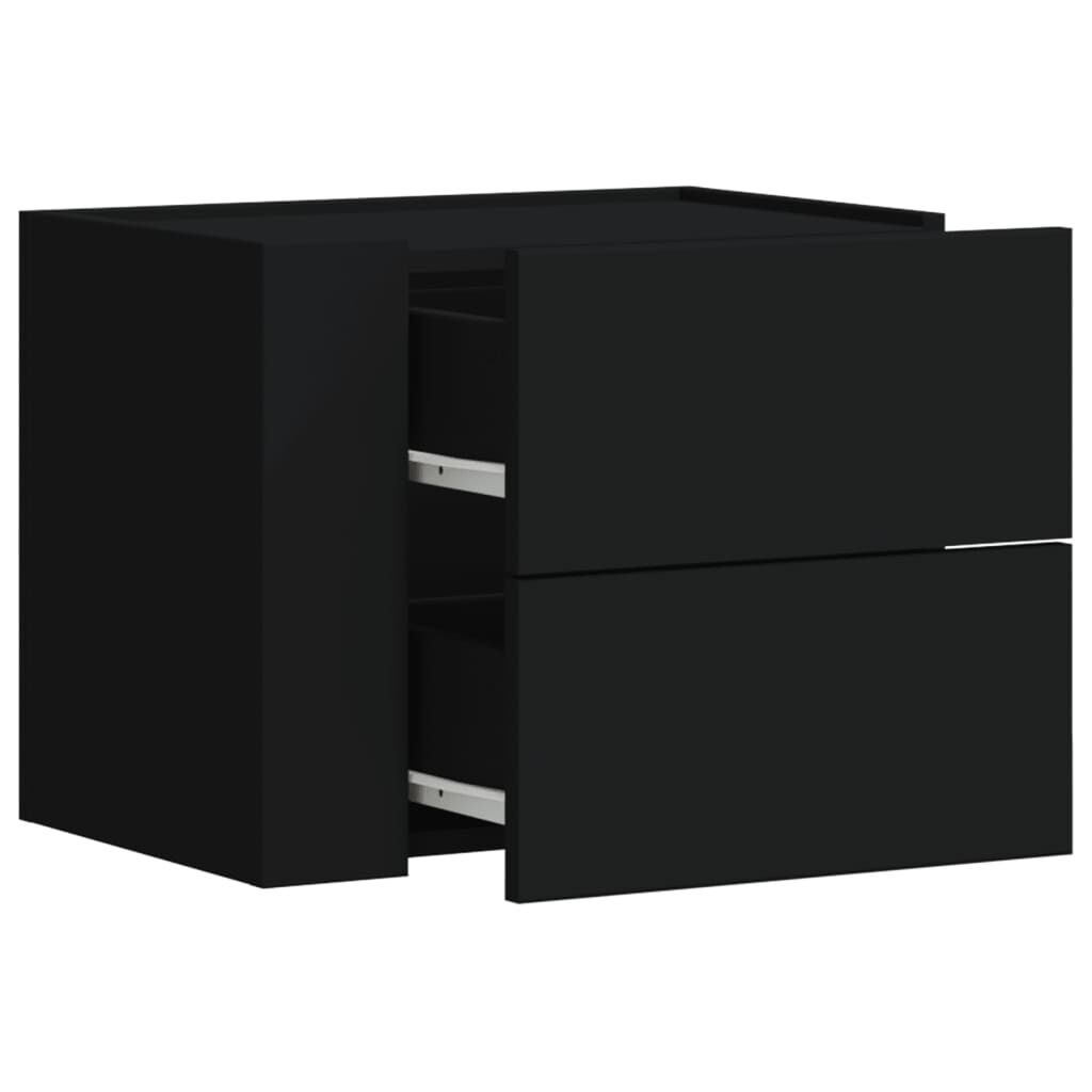 vidaXL Κομοδίνο Επιτοίχιο Μαύρο 45x30x35 εκ.