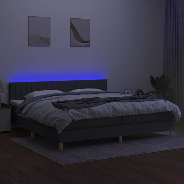 vidaXL &Kappa;&rho;&epsilon;&beta;ά&tau;&iota; Boxspring &mu;&epsilon; &Sigma;&tau;&rho;ώ&mu;&alpha; & LED &Sigma;&kappa;.&Gamma;&kappa;&rho;&iota; 200x200&epsilon;&kappa;. &Upsilon;&phi;&alpha;&sigma;&mu;ά&tau;&iota;&nu;&omicron;