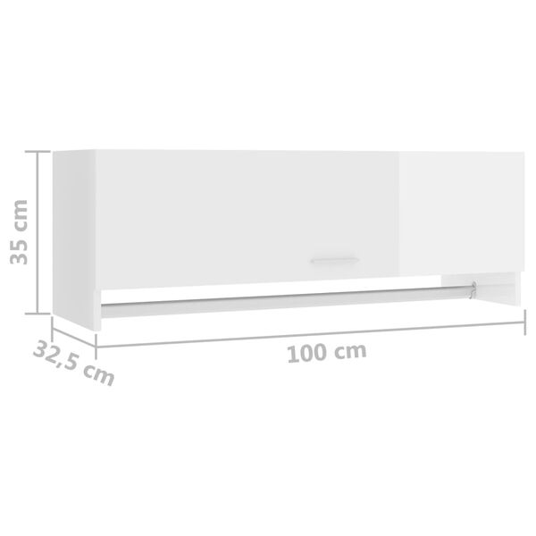 vidaXL Ντουλάπα Γυαλιστερό Λευκό 100 x 32,5 x 35 εκ. από Επεξ. Ξύλο