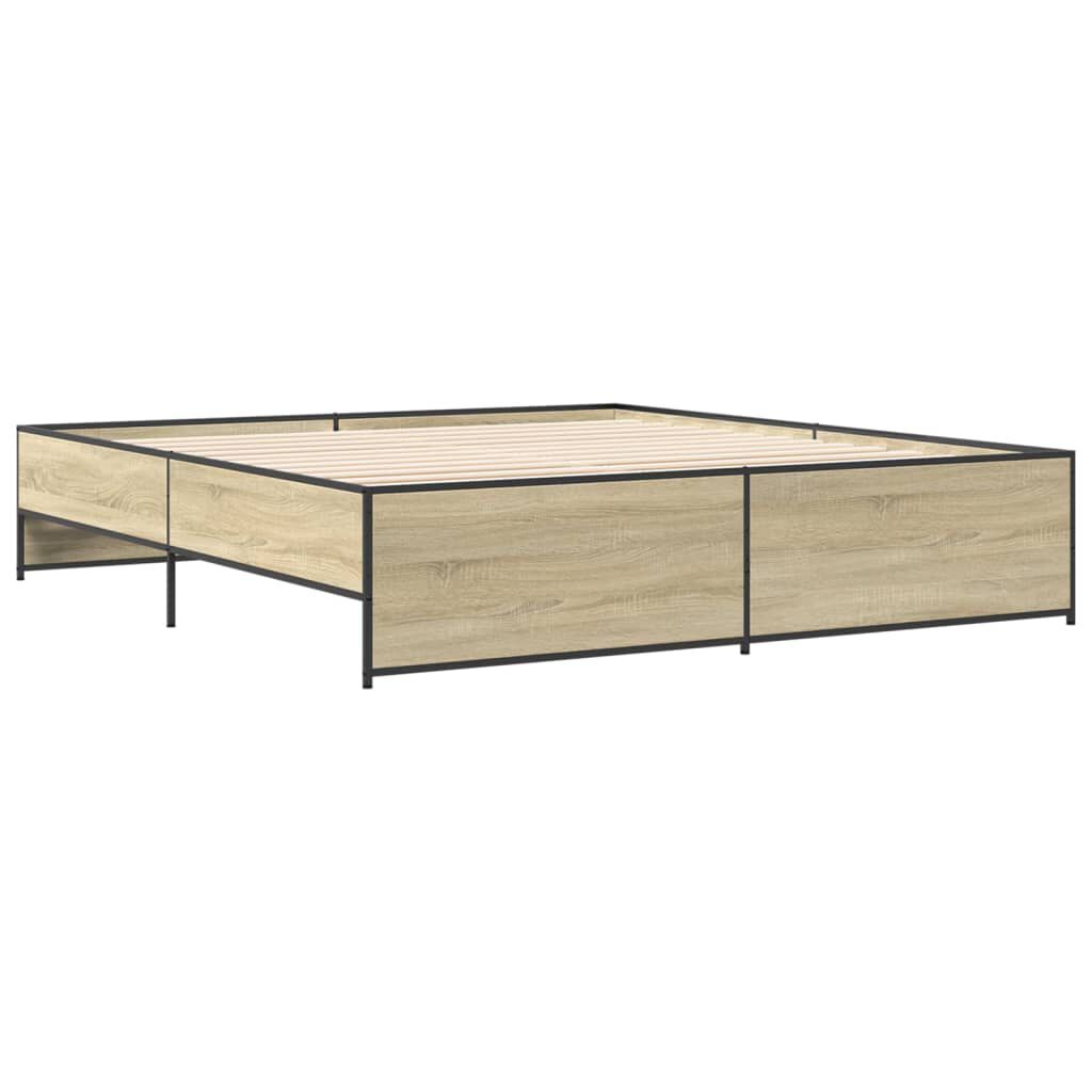 vidaXL Πλαίσιο Κρεβατιού Sonoma Δρυς 180x200 εκ. Επεξ. Ξύλο & Μέταλλο