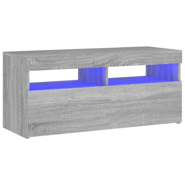 vidaXL Έπιπλο Τηλεόρασης με LED Γκρι Sonoma 90x35x40 εκ.