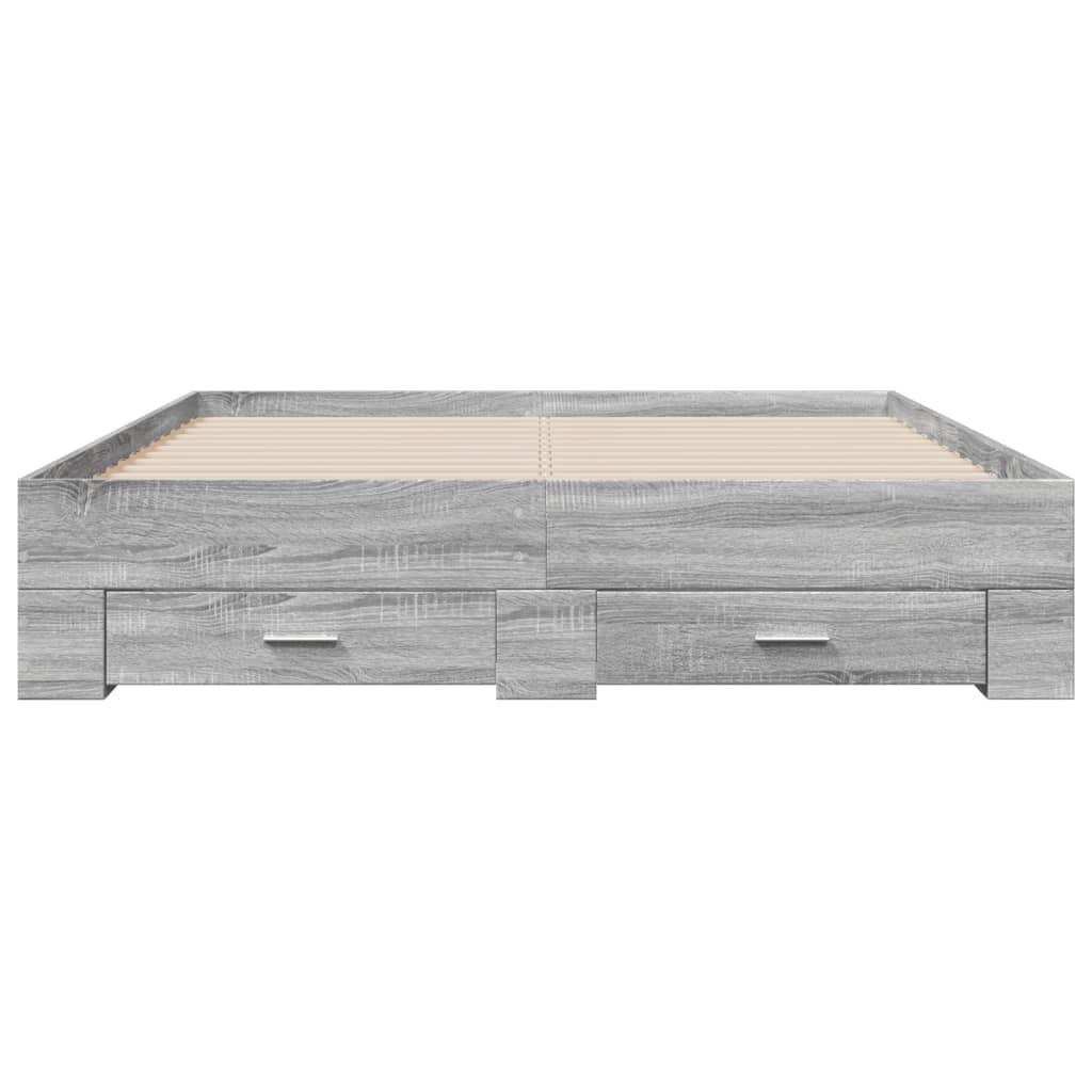 vidaXL Πλαίσιο Κρεβατιού με συρτάρια Γκρι sonoma 140x200εκ. Επεξ. Ξύλο